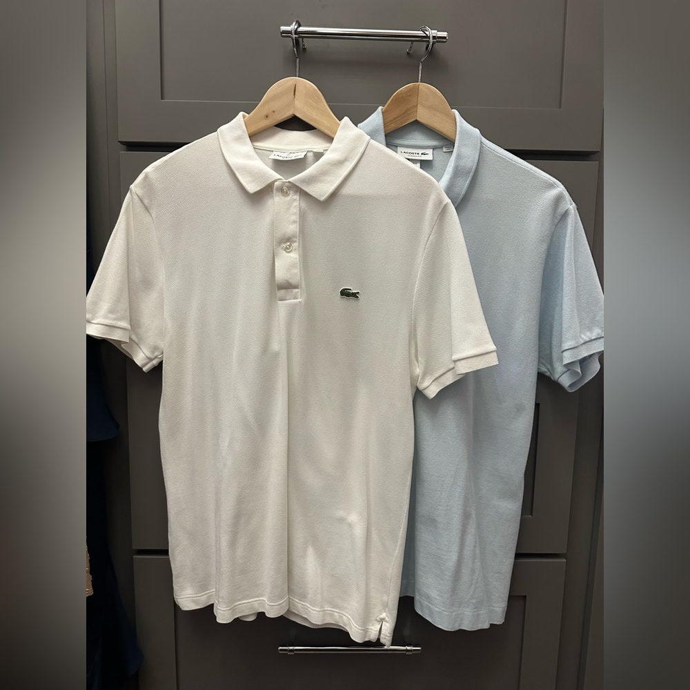 BUNDLE 3 Lacoste Polos Men’s size 5/Large white grey light blue excellent